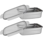 2er-Set Frischhaltedose aus Edelstahl mit Kunststoff Clip-Deckel, 1250 ml