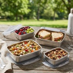 4er-Set Edelstahl Lunchboxen mit Kunststoff Clip-Deckel - Perfekt fur die Arb...