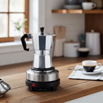 Kompakte elektrische Mini-Einzelkochplatte mit Espresso-Kocher, 500 Watt, Ide...