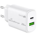 Dual Schnellladeadapter, GaN, 1x USB-C und USB-A, PD & QC, 25 Watt, weiss, US...