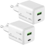 2er-Set Dual USB Ladegerät, GaN, 1 x USB-C und 1 x USB-A, QC 45 Watt, weiss, ...
