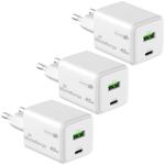 3er-Set USB Netzteil Quick Charge, GaN, 1 x USB-C und 1 x USB-A, QC 45 Watt, ...