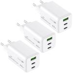 3er-Set GaN Schnellladeadapter - 65W max. Leistung für 3 Geräte gleichzeitig ...