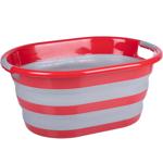 Faltbarer Wäschekorb Rot/Grau - 27L Volumen mit Tragegriffen - Platzsparend z...