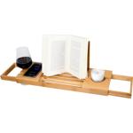 Luxuriöse Bambus Badewannenablage, verstellbar 50-85cm: Vertiefung für Gläser...