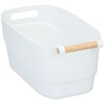 Aufbewahrungsbox aus Kunststoff mit Bambus-Griff - Weiss, 33x18x15 cm - Stilv...
