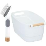 Küchenbox mit Bambusgriff & Spülbürste mit Spülmittel-Behälter - Perfekte Küc...