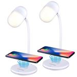 2er-Set LED-Schreibtischlampe mit Qi-Ladestation, Lautsprecher, 3 Lichtfarben...