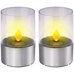 2er-Set Stimmungsvolle Solar Kerzenleuchte Ø 7,5cm: Flackernder LED-Kerzensch...
