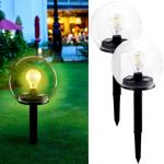 2er-Set 2in1-Solar-Kugel-Lampe aus Glas - Abnehmbarer Erdspiess für Tisch & B...