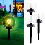 3er-Set 2in1 Solar-Kugel-Lampe aus Glas - Tisch- & Bodenbeleuchtung mit Erdsp...