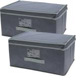 2er-Set Aufbewahrungsbox mit Deckel & Henkel - faltbar, 44x22x33cm - grau - i...