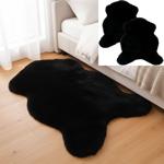 2er-Set Kuschelfell aus Kunstfell/Wildlederimitat - Schwarz, 90x60 cm - Weich...