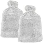 2er-Set Wärmflasche mit flauschigem Plüsch-Bezug - Ideal als Bettwärmer & für...