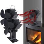 2er-Set Stromloser Kaminventilator Schwarz - 4 Lüfterblätter für effiziente W...