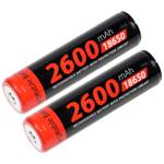 2er Set Hochleistungs-Li-Ion-Akku 18650, 3,7V, 2600mAh, mit PCM/IC Schutz – Z...