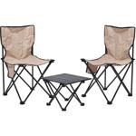 Klappbares Campingstuhl- & Tischset, 2 Stühle + Tisch, beige-schwarz inkl. Tr...