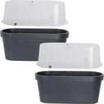 2er-Set Geländer-Pflanzkasten mit Gewächshaus-Haube, Anthrazit, Robust und We...