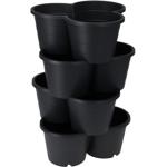 Platzsparender Pflanzturm mit stapelbaren Pflanztöpfen, schwarz, 4-stöckig, H...