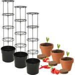 3er-Set Stabile Pflanzkübel mit Rankhilfe, inkl. Pflanz-Set Tomate, Erdbeere ...