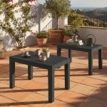 2er-Set Garten- und Balkon-Beistelltisch aus witterungsbeständigem Kunststoff...