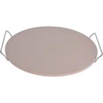 Robuster Pizzastein, Ø 33 cm, aus Petuntse, Feldspat & Ton, Metallhalter – bi...