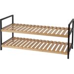 Robustes Schuhregal aus Metall & Bambus: 2 Ablagen, 70x30x32cm -Stabile Konst...