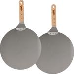 2er-Set Pizzaschaufel Edelstahl - Ø 30,5 cm, 49 cm Länge - Pizzaschieber Holz...