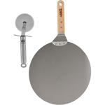 Pizza-Set aus Edelstahl Pizzaschaufel Ø 30,5 cm mit Holzgriff & Pizzaschneide...