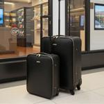 Koffer Trolley-Set, 2-tlg, Kroko-Design, schwarz, 20 Zoll und 24 Zoll, mit el...