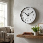 Moderne analoge Funk-Wanduhr, Ø 30 cm, silber/weiss, batteriebetrieben, für K...