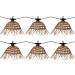 Stimmungsvolle Retro-Lichterkette mit 6 Rattan-Lampenschirmen 5,5 m – warme L...