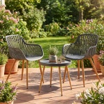 Edle Sitzgruppe mit Balkontisch, 3-tlg., grau, Bistro-Set für Garten, Terrass...