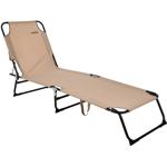 Dreibein Sonnenliege - klappbar, leicht, beige - ideal für Garten, Pool, Stra...
