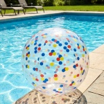 Aufblasbarer Strandball 50 cm Durchmesser - Halbdurchsichtig mit bunten Konfe...
