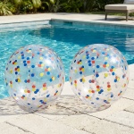 2er-Set Aufblasbarer Strandball 50 cm Durchmesser - Halbdurchsichtig mit bunt...