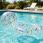 2-teiliges Pool-Set mit bunten Punkten: Aufblasbarer Schwimmring Ø 105 cm und...