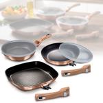 Innovatives Pfannen-Set: Designer Bronze, 3-teilig, Aluminium, 2 Brat- & 1 Gr...
