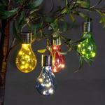 Solar LED Lampe in Glühbirnen Form, 4er-Set, bunt, Ø 7,5 x H 15 cm, Deko Glüh...
