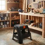 2-Stufen Tritthocker mit Werkzeugfach: Stabil, sicher, praktisch - schwarz, 4...