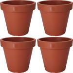 4er-Set Blumentopf rund Terracotta - 100% recycelbarer Kunststoff - Wetterfes...