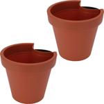 2er-Set Fallrohr-Blumentopf rund - Terracotta Regenrohrtopf Ø 23 cm - Für Fal...