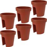 6er-Set Balkon-Blumentopf rund - Terracotta Geländertopf für Geländer bis 6cm...