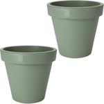 2er-Set Blumentopf Rund Grün - Stapelbar & Witterungsbeständig für Innen/Auss...