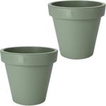 2er-Set Blumentopf rund grün - Stapelbar & 100% recycelter Kunststoff - Ø 25 ...