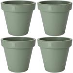 Blumentopf 4er-Set rund grün - 100% recycelbarer Kunststoff - Ø 25 cm - robus...