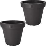 2er-Set Blumentopf rund anthrazit - Stapelbarer Pflanztopf aus 100% recycleba...
