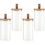 4er-Set Vorratsglas mit Akazienholzdeckel - 1500ml Borosilikatglas, Silikonri...