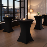 4er-Set Elegante schwarze Stehtischhusse, Ø 90cm, bis 115cm Höhe – Stilvolle ...