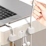 6er-Set Kabelorganizer mit Magnetclip, weiss: Schreibtisch-Kabelhalter, selbs...